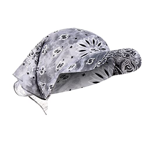 SPSMOKH Baumwollvisier Bandana – Blumendruck-Sonnenhut, muslimischer Kopftuch, Golf-Baseballkappe, geflochtener Hut, Anti-UV-Turban-Kopfbedeckung für Sommer-Chemo-Patienten (A2, Grau, Einheitsgröße) von SPSMOKH