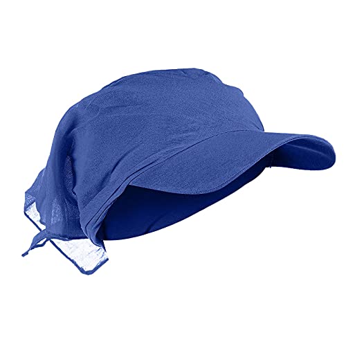 SPSMOKH Baumwollvisier Bandana – Blumendruck-Sonnenhut, muslimischer Kopftuch, Golf-Baseballkappe, geflochtener Hut, Anti-UV-Turban-Kopfbedeckung für Sommer-Chemo-Patienten (A3, blau, Einheitsgröße) von SPSMOKH
