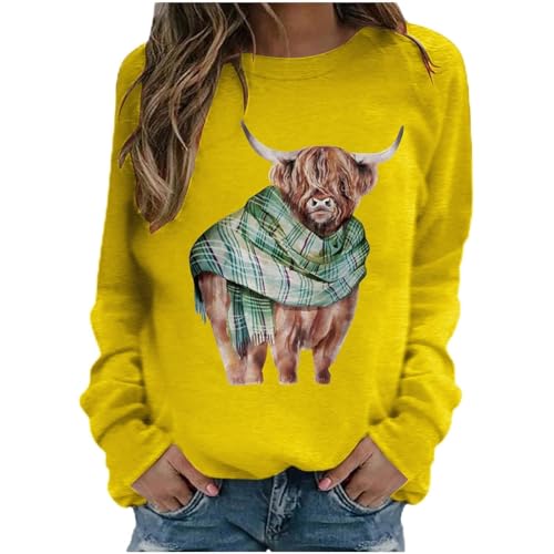 SPSMOKH Blusen für Damen, Kawaii-Kuh-Shirt, Oberteil, Verkaufsausverkauf, Hochlandkuh, Sweatshirt, Rundhalsausschnitt, lässiger Pullover, langärmelig, Teenager, Mädchen, Basic-Sweatshirt, Schule SPSMOKH Blusen für Damen, Kawaii-Kuh-Shirt, Oberteil, Verkaufsausverkauf, Hochlandkuh, Sweatshirt, Rundhalsausschnitt, lässiger Pullover, langärmelig, Teenager, Mädchen, Basic-Sweatshirt, Schule von SPSMOKH