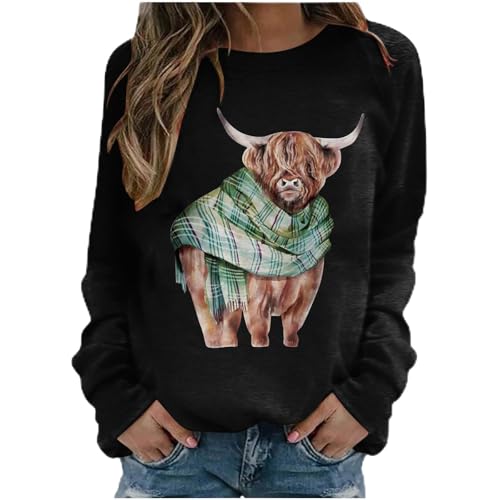 SPSMOKH Blusen für Damen, Kawaii-Kuh-Shirt, Oberteil, Verkaufsausverkauf, Hochlandkuh, Sweatshirt, Rundhalsausschnitt, lässiger Pullover, langärmelig, Teenager, Mädchen, Basic-Sweatshirt, Schule SPSMOKH Blusen für Damen, Kawaii-Kuh-Shirt, Oberteil, Verkaufsausverkauf, Hochlandkuh, Sweatshirt, Rundhalsausschnitt, lässiger Pullover, langärmelig, Teenager, Mädchen, Basic-Sweatshirt, Schule von SPSMOKH