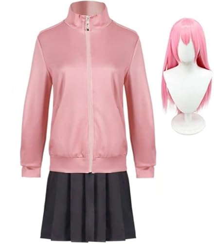 SPSMOKH Bocchi the Rock Cosplay Anime Goto Hitori Cosplay Kostüm Outfit Halloween Dress Up Outfits für Erwachsene (Goto Hitori enthält Perücke-1, M) von SPSMOKH