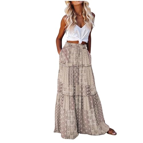 SPSMOKH Boho Maxi-Röcke für Frauen – Böhmischer Bustier-Rock, A-Linie, Strand, Bustier-Rock, Blumendruck, Vintage-Maxirock, modisch, Kuchen, schick, Druck, gerüschte Rüschen, elastische Taille (TYPE SPSMOKH Boho Maxi-Röcke für Frauen – Böhmischer Bustier-Rock, A-Linie, Strand, Bustier-Rock, Blumendruck, Vintage-Maxirock, modisch, Kuchen, schick, Druck, gerüschte Rüschen, elastische Taille (TYPE von SPSMOKH