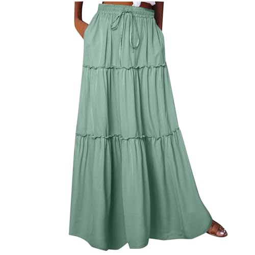 SPSMOKH Boho Maxi-Röcke für Frauen – Böhmischer Bustier-Rock, A-Linie, Strand, Bustier-Rock, Blumendruck, Vintage-Maxirock, modischer Kuchen-Chic-Druck, gerüschte Rüschen, elastische Taille (Grün, L) SPSMOKH Boho Maxi-Röcke für Frauen – Böhmischer Bustier-Rock, A-Linie, Strand, Bustier-Rock, Blumendruck, Vintage-Maxirock, modischer Kuchen-Chic-Druck, gerüschte Rüschen, elastische Taille (Grün, L) von SPSMOKH