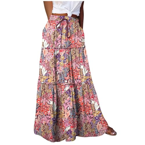 SPSMOKH Boho Maxi-Röcke für Frauen – Böhmischer Bustier-Rock, A-Linie, Strand-Bustier-Rock, Blumendruck, Vintage-Maxirock, modisch, Kuchen, schick, Druck, gerüschte Rüschen, elastische Taille (TYPE SPSMOKH Boho Maxi-Röcke für Frauen – Böhmischer Bustier-Rock, A-Linie, Strand-Bustier-Rock, Blumendruck, Vintage-Maxirock, modisch, Kuchen, schick, Druck, gerüschte Rüschen, elastische Taille (TYPE von SPSMOKH