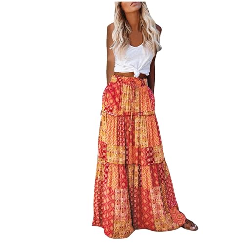 SPSMOKH Boho Maxi-Röcke für Frauen – Böhmischer Bustier-Rock, A-Linie, Strand-Bustier-Rock, Blumendruck, Vintage-Maxirock, modisch, Kuchen, schick, Druck, gerüschte Rüschen, elastische Taille (TYPE SPSMOKH Boho Maxi-Röcke für Frauen – Böhmischer Bustier-Rock, A-Linie, Strand-Bustier-Rock, Blumendruck, Vintage-Maxirock, modisch, Kuchen, schick, Druck, gerüschte Rüschen, elastische Taille (TYPE von SPSMOKH