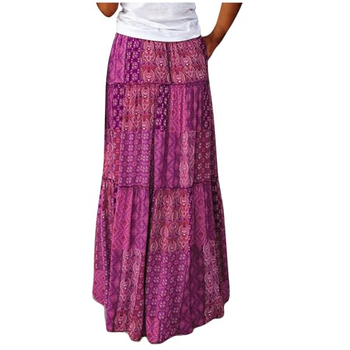SPSMOKH Boho-Maxi-Röcke für Frauen – Bohemian-Bustier-Rock, A-Linie, Strand-Bustier-Rock, Blumendruck, Vintage-Maxirock, modisch, Kuchen, schick, Druck, gerüschte Rüschen, elastische Taille (TYPE - 3 SPSMOKH Boho-Maxi-Röcke für Frauen – Bohemian-Bustier-Rock, A-Linie, Strand-Bustier-Rock, Blumendruck, Vintage-Maxirock, modisch, Kuchen, schick, Druck, gerüschte Rüschen, elastische Taille (TYPE - 3 von SPSMOKH