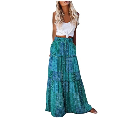 SPSMOKH Boho-Maxi-Röcke für Frauen – Bohemian-Bustier-Rock, A-Linie, Strand-Bustier-Rock, Blumendruck, Vintage-Maxirock, modischer Kuchen-Chic-Druck, gerüschte Rüschen, elastische Taille (TYPE - 2, XL SPSMOKH Boho-Maxi-Röcke für Frauen – Bohemian-Bustier-Rock, A-Linie, Strand-Bustier-Rock, Blumendruck, Vintage-Maxirock, modischer Kuchen-Chic-Druck, gerüschte Rüschen, elastische Taille (TYPE - 2, XL von SPSMOKH