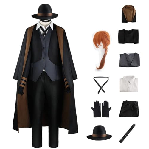 SPSMOKH Bungo Stray Dogs Cosplay Bungo Stray Dogs Anime Charakter Cosplay Kostüm Sammlung Uniformen Komplettes Set Halloween Karneval Party Kostüme Geschenke für Fans (Nakahara Chuuya, 3XL) von SPSMOKH