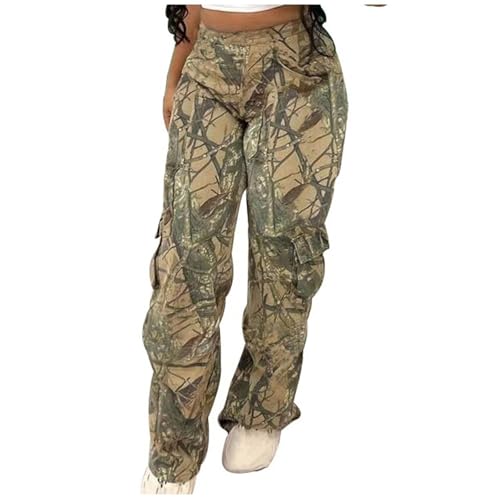 SPSMOKH Cargohose für Damen, Camouflage, gerades langes Bein, Cargo-Jogginghose mit mehreren Taschen, elastischer Bund, Baggy-Jogginghose, Y2K, Streetwear, lockere Passform, Vintage-Trainingsanzug SPSMOKH Cargohose für Damen, Camouflage, gerades langes Bein, Cargo-Jogginghose mit mehreren Taschen, elastischer Bund, Baggy-Jogginghose, Y2K, Streetwear, lockere Passform, Vintage-Trainingsanzug von SPSMOKH