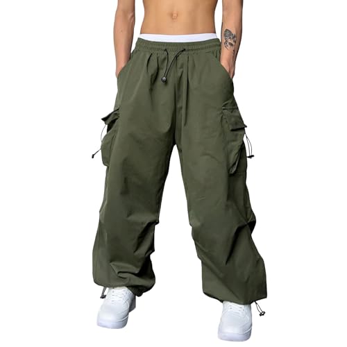 SPSMOKH Cargohose für Herren, weite Passform, elastischer Bund, Hip-Hop-Stil, breite Beine, einfarbig, modisch, lockere Passform, Fallschirmhose für Streetwear, Arbeit, Freizeit (#A05, M) von SPSMOKH