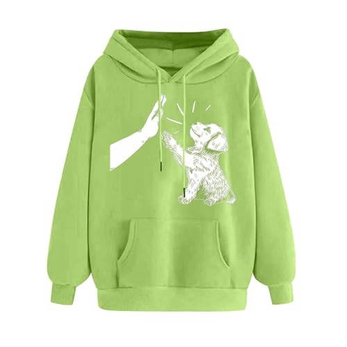 SPSMOKH Damen Kapuzenpullover mit Hunde-Druck, lässiges Sport-Sweatshirt mit großen Taschen, Haustierliebhaber-Oberteil, übergroßer Langarm-Pullover, weich, bequem für den täglichen Gebrauch (UK von SPSMOKH