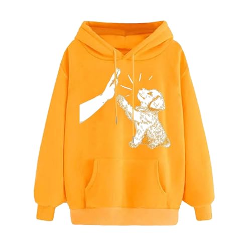 SPSMOKH Damen Kapuzenpullover mit Hunde-Druck, lässiges Sport-Sweatshirt mit großen Taschen, Haustierliebhaber-Oberteil, übergroßer Langarm-Pullover, weich, bequem für den täglichen Gebrauch (UK von SPSMOKH