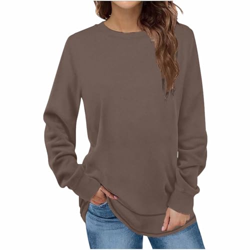 SPSMOKH Damen-Langarm-Top, einfarbig, lässiger Rundhalsausschnitt, warmer Bodenhemden für den Winter (TYPE - 10, XL) von SPSMOKH
