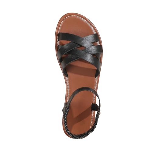 SPSMOKH Damen-Sandalen, Slingback, flache Füße, Leder, römische Sandalen, Freizeit, Reisen, atmungsaktiv, Flip-Flop, breite Passform, Hausschuhe, Sommer, Strandschuhe für drinnen und draußen, Schwarz SPSMOKH Damen-Sandalen, Slingback, flache Füße, Leder, römische Sandalen, Freizeit, Reisen, atmungsaktiv, Flip-Flop, breite Passform, Hausschuhe, Sommer, Strandschuhe für drinnen und draußen, Schwarz von SPSMOKH