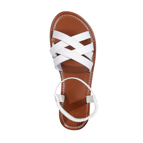 SPSMOKH Damen-Sandalen, Slingback, flache Füße, Leder, römische Sandalen, Freizeit, Reisen, atmungsaktiv, Flip-Flop, breite Passform, Hausschuhe, Sommer, Strandschuhe für drinnen und draußen, Weiß SPSMOKH Damen-Sandalen, Slingback, flache Füße, Leder, römische Sandalen, Freizeit, Reisen, atmungsaktiv, Flip-Flop, breite Passform, Hausschuhe, Sommer, Strandschuhe für drinnen und draußen, Weiß von SPSMOKH