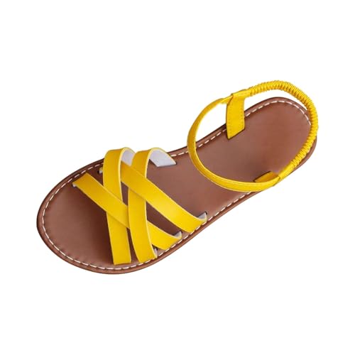 SPSMOKH Damen-Sandalen, Slingback, flache Füße, Leder, römische Sandalen, Freizeit, Reisen, atmungsaktiv, Flip-Flop, breite Passform, Hausschuhe, Sommer, Strandschuhe für drinnen und draußen, Gelb SPSMOKH Damen-Sandalen, Slingback, flache Füße, Leder, römische Sandalen, Freizeit, Reisen, atmungsaktiv, Flip-Flop, breite Passform, Hausschuhe, Sommer, Strandschuhe für drinnen und draußen, Gelb von SPSMOKH
