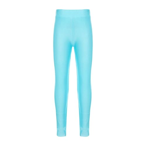 SPSMOKH Einfarbige Schwimmleggings für Mädchen, LSF 50+, Strand, Rashguard, Gymnastik, Tanzstrumpfhose (Hellblau, 10 Jahre) von SPSMOKH