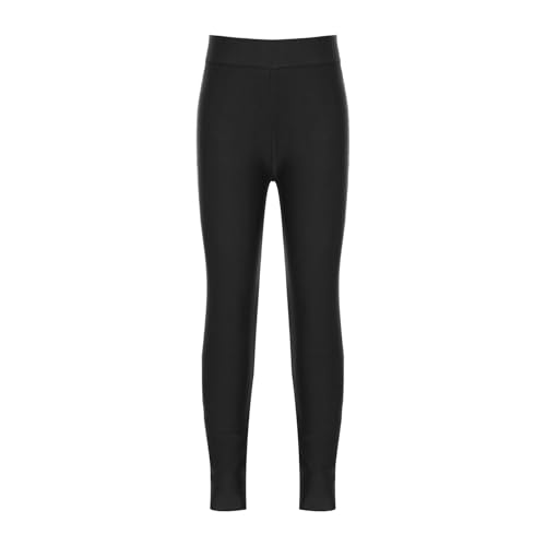 SPSMOKH Einfarbige Schwimmleggings für Mädchen, LSF 50+, Strand, Rashguard, Gymnastik, Tanzstrumpfhose (schwarz, 10 Jahre) von SPSMOKH