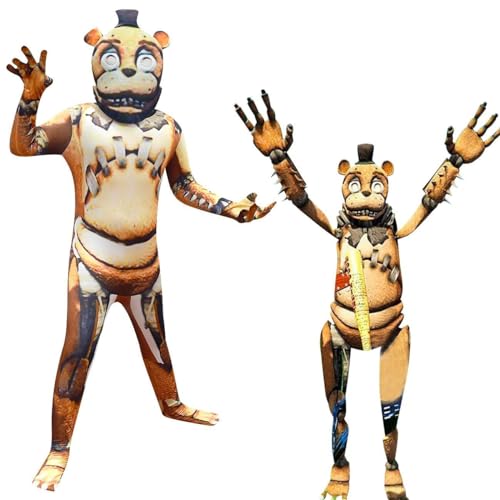 SPSMOKH Fnaf Horrorspiel Cosplay einteiliges Kostüm Kollektion, Cosplay-Kostüm, Halloween, Bühnenanzug (Schrecklicher kleiner Braunbär, 110) von SPSMOKH