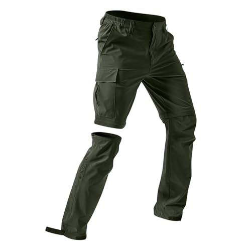 SPSMOKH Herren 3 in 1 Zip Off Cargo Hose Wasserdicht Schnell Trocken Taktische Hose Abnehmbar in Shorts/Wanderhose mit 5 Taschen (Armeegrün, S) von SPSMOKH