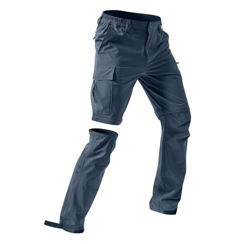 SPSMOKH Herren 3 in 1 Zip Off Cargo Hose Wasserdicht Schnell Trocken Taktische Hose Abnehmbar in Shorts/Wanderhose mit 5 Taschen (Blau, XXL) von SPSMOKH