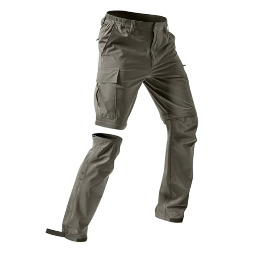 SPSMOKH Herren 3 in 1 Zip Off Cargo Hose Wasserdicht Schnell Trocken Taktische Hose Abnehmbar in Shorts/Wanderhose mit 5 Taschen (Dunkelgrau, M) von SPSMOKH