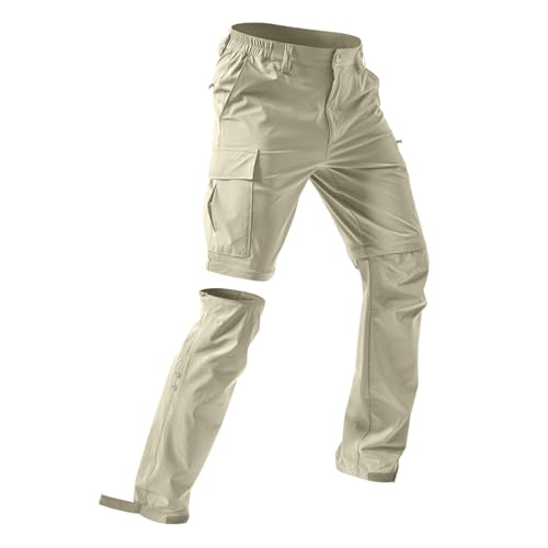 SPSMOKH Herren 3 in 1 Zip Off Cargo Hose Wasserdicht Schnell Trocken Taktische Hose Abnehmbar in Shorts/Wanderhose mit 5 Taschen (Grau, M) von SPSMOKH