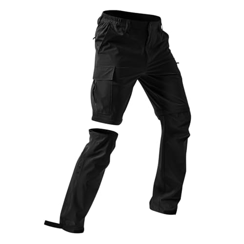 SPSMOKH Herren 3 in 1 Zip Off Cargo Hose Wasserdicht Schnell Trocken Taktische Hose Abnehmbar in Shorts/Wanderhose mit 5 Taschen (Schwarz, M) von SPSMOKH