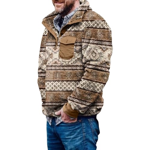 SPSMOKH Herren Aztekenwolle Pullover - Ethnisch inspiriertes Button-Down-Wolloberteil Sherpa gefüttert Vintage Langarm Top Norweger Fleece Pullover mit Taschen Winter Weihnachten Warm Sweatjacke (TYPE SPSMOKH Herren Aztekenwolle Pullover - Ethnisch inspiriertes Button-Down-Wolloberteil Sherpa gefüttert Vintage Langarm Top Norweger Fleece Pullover mit Taschen Winter Weihnachten Warm Sweatjacke (TYPE von SPSMOKH