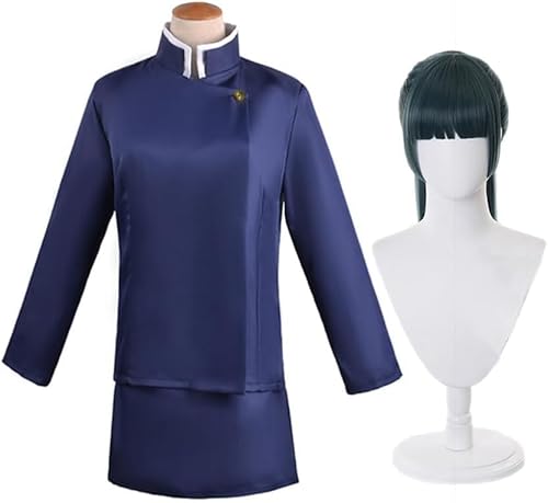 SPSMOKH JJK Kostüm Zenin Maki & Ieiri Shoko Cosplay Outfit Schuluniformkleider Komplettes Set für Halloween Anime Rollenspiele (Zenin Maki mit Perücke, M) von SPSMOKH