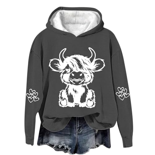 SPSMOKH Kapuzenpullover für Damen, Hochlandkuh, Rundhalsausschnitt, Kawaii-Kuh-Buchstaben-Druck, lässiger Pullover, langärmelig, Teenager, Mädchen, Basic-Sweatshirt, Schule, Junioren für Damen SPSMOKH Kapuzenpullover für Damen, Hochlandkuh, Rundhalsausschnitt, Kawaii-Kuh-Buchstaben-Druck, lässiger Pullover, langärmelig, Teenager, Mädchen, Basic-Sweatshirt, Schule, Junioren für Damen von SPSMOKH