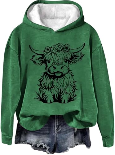 SPSMOKH Kapuzenpullover für Damen, Motiv: Hochlandkuh, Rundhalsausschnitt, Kawaii-Kuh-Buchstaben-Druck, langärmelig, für Teenager, Mädchen, Basic-Sweatshirt, Schule, Junior-Top, lässiger Pullover SPSMOKH Kapuzenpullover für Damen, Motiv: Hochlandkuh, Rundhalsausschnitt, Kawaii-Kuh-Buchstaben-Druck, langärmelig, für Teenager, Mädchen, Basic-Sweatshirt, Schule, Junior-Top, lässiger Pullover von SPSMOKH