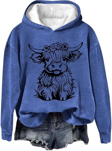 SPSMOKH Kapuzenpullover für Damen, Motiv: Hochlandkuh, Rundhalsausschnitt, Kawaii-Kuh-Buchstaben-Druck, langärmelig, für Teenager, Mädchen, Basic-Sweatshirt, Schule, Junior-Top, lässiger Pullover SPSMOKH Kapuzenpullover für Damen, Motiv: Hochlandkuh, Rundhalsausschnitt, Kawaii-Kuh-Buchstaben-Druck, langärmelig, für Teenager, Mädchen, Basic-Sweatshirt, Schule, Junior-Top, lässiger Pullover von SPSMOKH