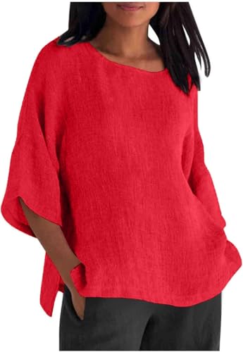 SPSMOKH Langärmeliges Oberteil für Damen, Sommer, übergroßes T-Shirt, Baumwoll-Leinen, Blusen und Hemden, Rundhalsausschnitt, lockeres Hemd, Frühling, elegant, Büro, Arbeit, Bluse, Seihtuch, Schaukel SPSMOKH Langärmeliges Oberteil für Damen, Sommer, übergroßes T-Shirt, Baumwoll-Leinen, Blusen und Hemden, Rundhalsausschnitt, lockeres Hemd, Frühling, elegant, Büro, Arbeit, Bluse, Seihtuch, Schaukel von SPSMOKH