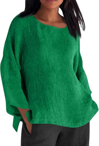SPSMOKH Langärmeliges Oberteil für Damen, Sommer, übergroßes T-Shirt, Baumwoll-Leinen, Blusen und Hemden, Rundhalsausschnitt, lockeres Hemd, Frühling, elegant, Büro, Arbeit, Bluse, Seihtuch, Schaukel SPSMOKH Langärmeliges Oberteil für Damen, Sommer, übergroßes T-Shirt, Baumwoll-Leinen, Blusen und Hemden, Rundhalsausschnitt, lockeres Hemd, Frühling, elegant, Büro, Arbeit, Bluse, Seihtuch, Schaukel von SPSMOKH