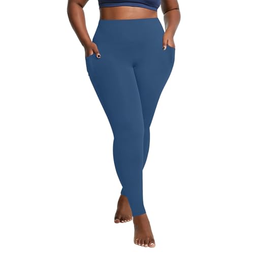 SPSMOKH Leggings mit Taschen für Damen, Bauchkontrolle, Workout, butterweich, elastisch, blickdicht, Yogahose, hohe Taille, bequem, schmal, Blau, Größe 4XL SPSMOKH Leggings mit Taschen für Damen, Bauchkontrolle, Workout, butterweich, elastisch, blickdicht, Yogahose, hohe Taille, bequem, schmal, Blau, Größe 4XL von SPSMOKH