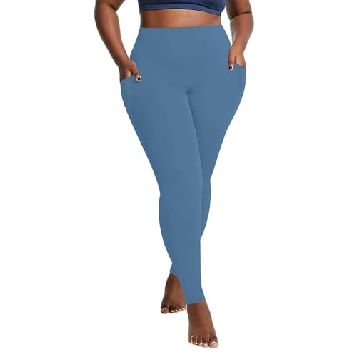 SPSMOKH Leggings mit Taschen für Damen, Bauchkontrolle, Workout, butterweich, elastisch, blickdicht, Yogahose, hohe Taille, bequem, schmal, Hellblau, Größe 4XL SPSMOKH Leggings mit Taschen für Damen, Bauchkontrolle, Workout, butterweich, elastisch, blickdicht, Yogahose, hohe Taille, bequem, schmal, Hellblau, Größe 4XL von SPSMOKH