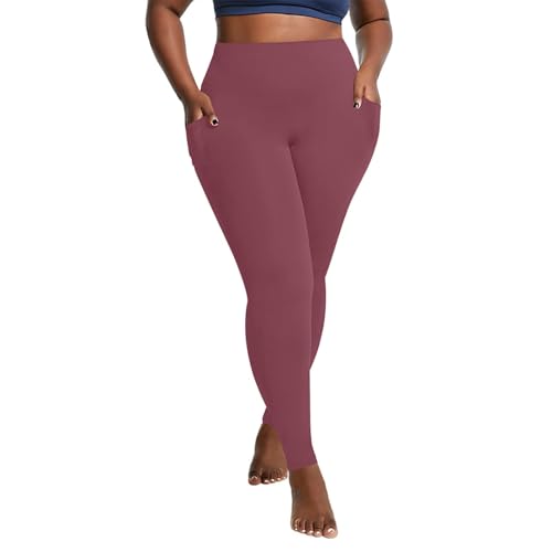 SPSMOKH Leggings mit Taschen für Damen, Bauchkontrolle, Workout, butterweich, elastisch, blickdicht, Yogahose, hohe Taille, bequem, schmal, Rosa, Größe XXL SPSMOKH Leggings mit Taschen für Damen, Bauchkontrolle, Workout, butterweich, elastisch, blickdicht, Yogahose, hohe Taille, bequem, schmal, Rosa, Größe XXL von SPSMOKH