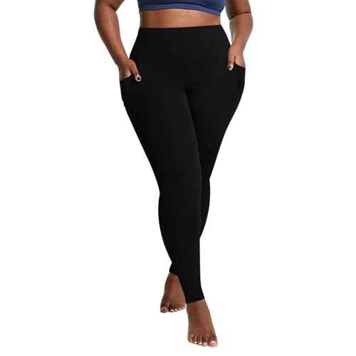SPSMOKH Leggings mit Taschen für Damen, Bauchkontrolle, Workout, butterweich, elastisch, blickdicht, Yogahose, hohe Taille, bequem, schmal, Schwarz, Größe 4XL SPSMOKH Leggings mit Taschen für Damen, Bauchkontrolle, Workout, butterweich, elastisch, blickdicht, Yogahose, hohe Taille, bequem, schmal, Schwarz, Größe 4XL von SPSMOKH