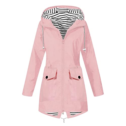 SPSMOKH Leichte Regenjacke für Damen, Kapuzenjacken, wasserdicht, übergroß, Windbreaker, einfarbig, Reißverschluss, Mantel mit Kapuze, 3-in-1, lange Jacken, lässig, leicht, atmungsaktiv (Rosa, XL) SPSMOKH Leichte Regenjacke für Damen, Kapuzenjacken, wasserdicht, übergroß, Windbreaker, einfarbig, Reißverschluss, Mantel mit Kapuze, 3-in-1, lange Jacken, lässig, leicht, atmungsaktiv (Rosa, XL) von SPSMOKH