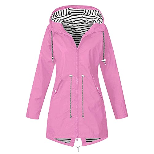 SPSMOKH Leichte Regenjacke für Damen, Kapuzenjacken, wasserdicht, übergroßer Windbreaker, einfarbig, Reißverschluss, Mantel mit Kapuze, 3-in-1, lange Jacken, leger, leicht, atmungsaktiv (#01 Rosa, S) SPSMOKH Leichte Regenjacke für Damen, Kapuzenjacken, wasserdicht, übergroßer Windbreaker, einfarbig, Reißverschluss, Mantel mit Kapuze, 3-in-1, lange Jacken, leger, leicht, atmungsaktiv (#01 Rosa, S) von SPSMOKH