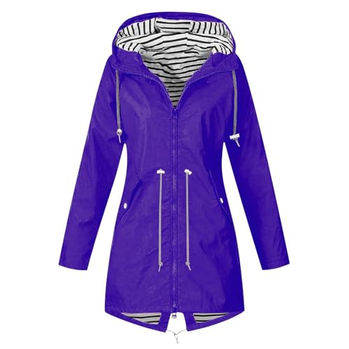 SPSMOKH Leichte Regenjacke für Damen, Kapuzenjacken, wasserdicht, übergroßer Windbreaker, einfarbig, Reißverschluss, Mantel mit Kapuze, 3-in-1, lange Jacken, leger, leicht, atmungsaktiv (#03 Lila, L) SPSMOKH Leichte Regenjacke für Damen, Kapuzenjacken, wasserdicht, übergroßer Windbreaker, einfarbig, Reißverschluss, Mantel mit Kapuze, 3-in-1, lange Jacken, leger, leicht, atmungsaktiv (#03 Lila, L) von SPSMOKH