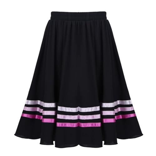 SPSMOKH Mädchen Vintage Band Kreis Tanzröcke Ballett Charakter Studio Kleid Lyrische Tanzkleidung (Schwarz und Rosa, 13–14 Jahre) von SPSMOKH