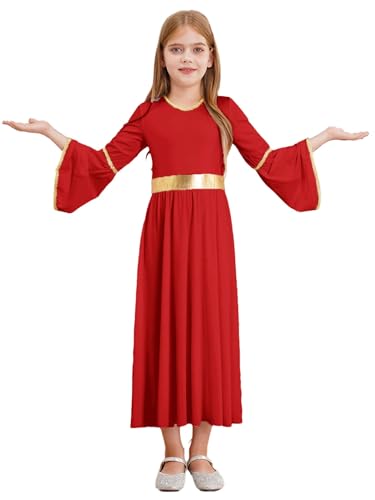 SPSMOKH Mädchen antikes griechisches Toga-Glocken-Maxikleid mit langen Ärmeln, Gold-Taille, Gebet, Tanzkleid, Rot, 13–14 Jahre SPSMOKH Mädchen antikes griechisches Toga-Glocken-Maxikleid mit langen Ärmeln, Gold-Taille, Gebet, Tanzkleid, Rot, 13–14 Jahre von SPSMOKH
