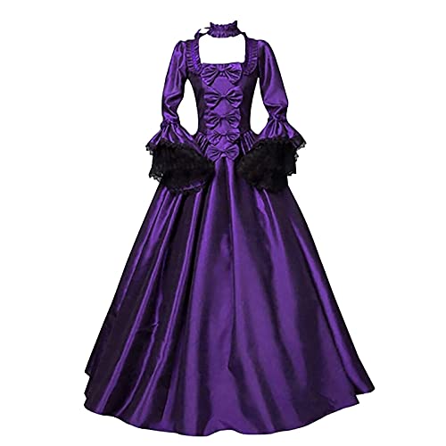 SPSMOKH Mittelalterliches Kleid für Damen, Renaissance-Halloween-Kostüme, Gothic-Stil, Übergröße, Fliege, Vintage, Teeparty, Ballkleid, elegant, Retro, Gothic, Prinzessin, Ballkleid, 1800er-Jahre von SPSMOKH