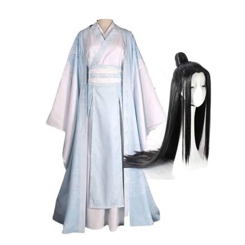 SPSMOKH Mo Dao Zu Shi Cosplay Kostüm Wei Wu Xian Anime Kostüm Herren Halloween Kostüm mit Wig Karneval Party Cosplay Anime Outfit Geschenk für Anime Fans (Lan Wang Ji, S) von SPSMOKH