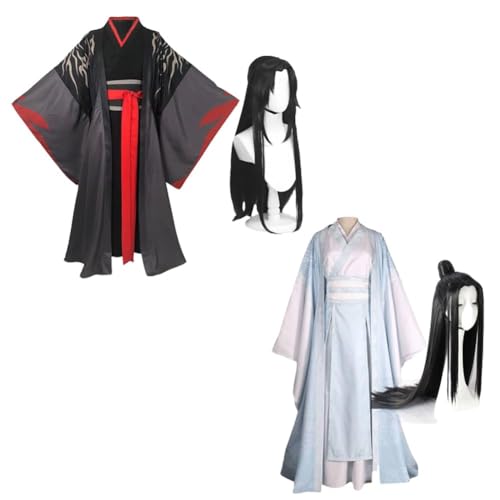 SPSMOKH Mo Dao Zu Shi Cosplay Kostüm Wei Wu Xian Anime Kostüm Herren Halloween Kostüm mit Wig Karneval Party Cosplay Anime Outfit Geschenk für Anime Fans (Wei Wu Xian+lan Wang Ji, S) von SPSMOKH