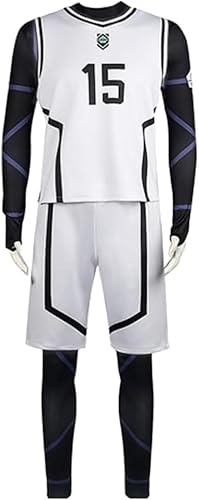 SPSMOKH Nagi Blue Lock Cosplay Fußball Outfits Isagi Yoichi Trikot Fußball Sport Trainingsanzüge Sportbekleidung Kits und Overall für Halloween Rollenspiel Kostüm Vollständige Sets (Isagi Yoichi, L) von SPSMOKH