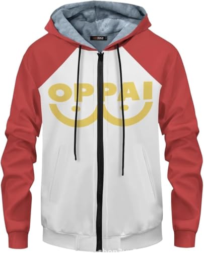SPSMOKH One Punch Man Cosplay-Kostüm Saitama-Pullover mit Reißverschluss, lange Ärmel, gepolsterte Weatshirts (Saitama-Hoodie, XXL) von SPSMOKH