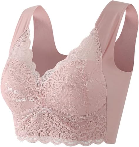 SPSMOKH Push-up-BHs für den Alltag, bequem, kabellos, Stütz-BHs, Komfort, Spitzenbesatz, drahtlos, gepolsterter BH, volle Körbchen, nahtlos, vollständige Abdeckung, bügelfrei, fest, Rosa, XXL SPSMOKH Push-up-BHs für den Alltag, bequem, kabellos, Stütz-BHs, Komfort, Spitzenbesatz, drahtlos, gepolsterter BH, volle Körbchen, nahtlos, vollständige Abdeckung, bügelfrei, fest, Rosa, XXL von SPSMOKH
